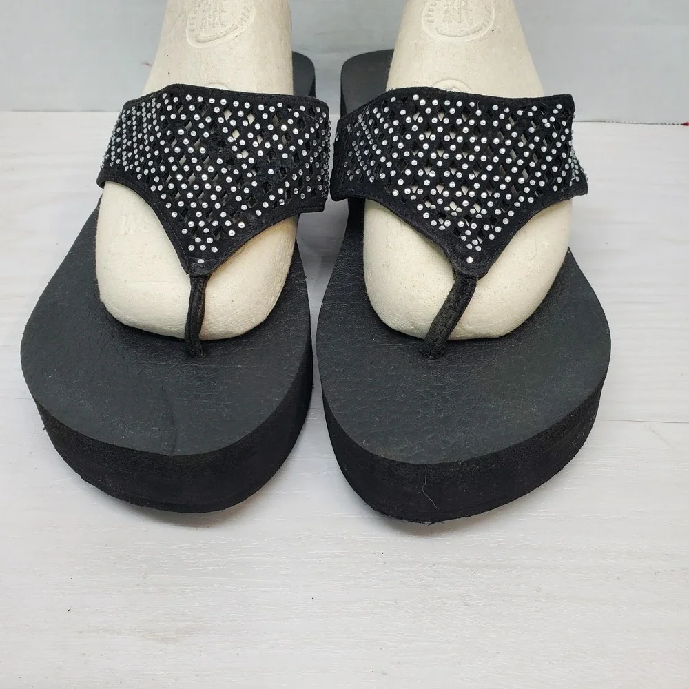 Skechers Yoga Foam Beeded Flip Flops Womens 9 Boho Fast Shipping